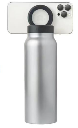 Botella de agua aislada -Ringo Botella de agua MagSafe compatible - Botella de agua de acero inoxidable con soporte magnético para trípode para teléfono, caliente 12 horas y frío 24 horas