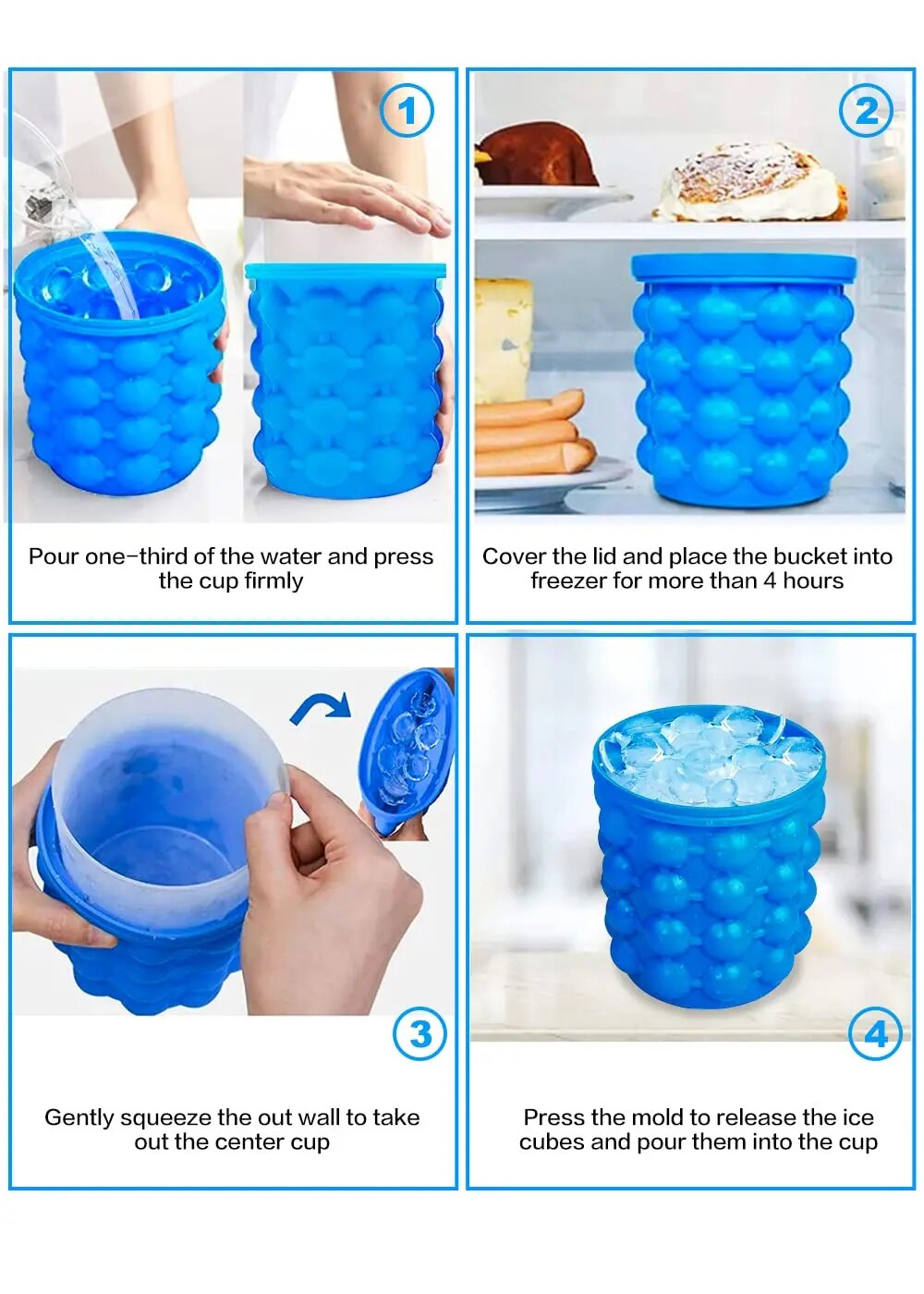 Silicone Ice Bucket Cooler Cube Maker Kitchen Gadgets